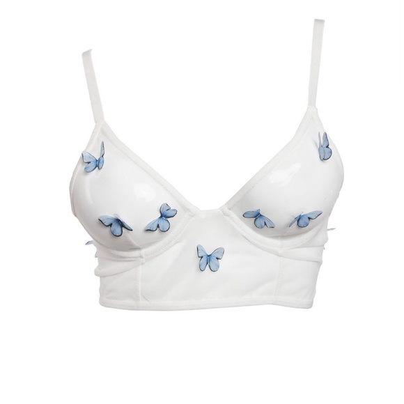 Tops - Sophia Mesh Butterfly Top - White